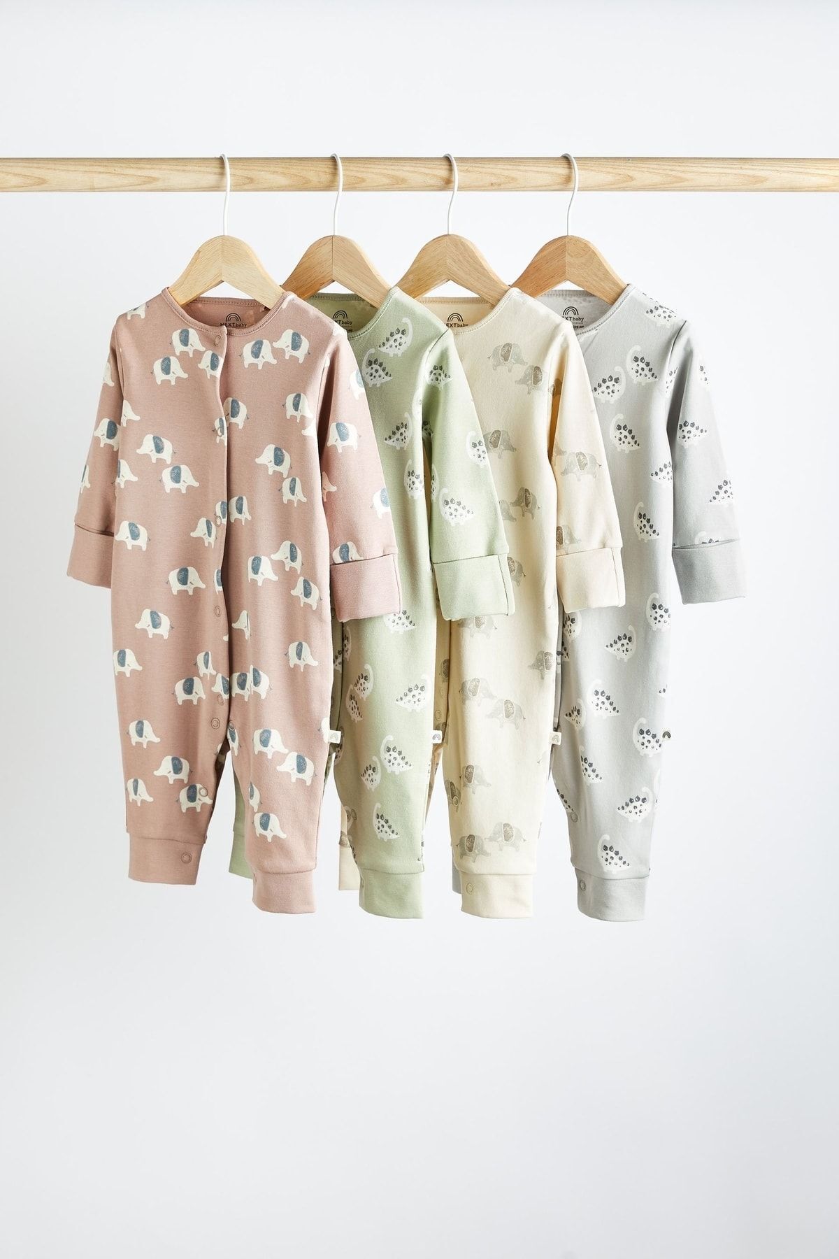 Next Baby % 100 Pamuklu Neutral Printed 4’lü Tulum Set