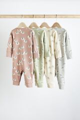 Next Baby % 100 Pamuklu Neutral Printed 4’lü Tulum Set