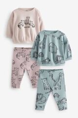 Next Baby % 100 Pamuklu Lilac Purple /teal Blue Safari 2’li Alt Üst Takım