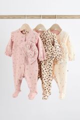 Next Baby Pamuklu Pembe Şapkalı 3’lü Tulum Set