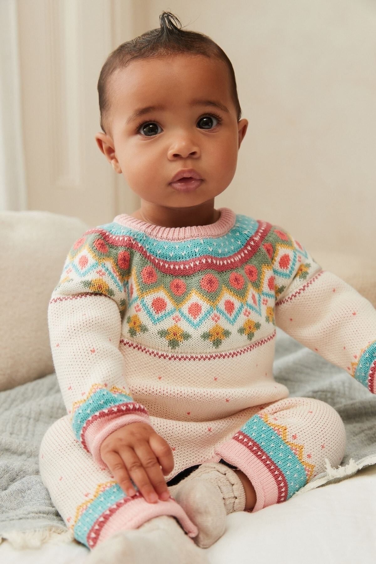 Next Baby % 100 Pamuklu Bright Fairisle Romper