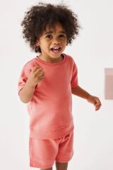 Next Baby %100 Pamuklu Nar Çiçeği T-shirt Ve Şort Takımı