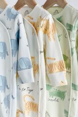 Next Baby % 100 Pamuklu Multi Pastel Animals 3’lü Tulum Set