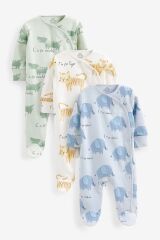 Next Baby % 100 Pamuklu Multi Pastel Animals 3’lü Tulum Set
