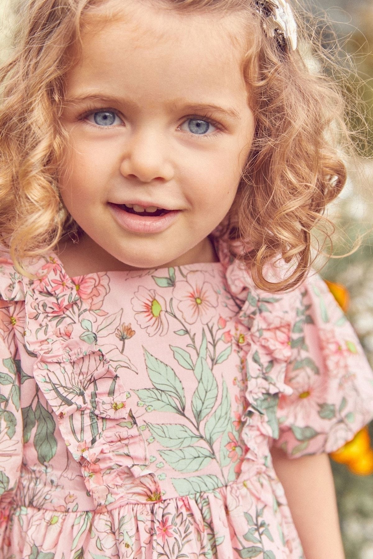 Next Baby % 100 Pamuklu Pink Floral Voven Elbise