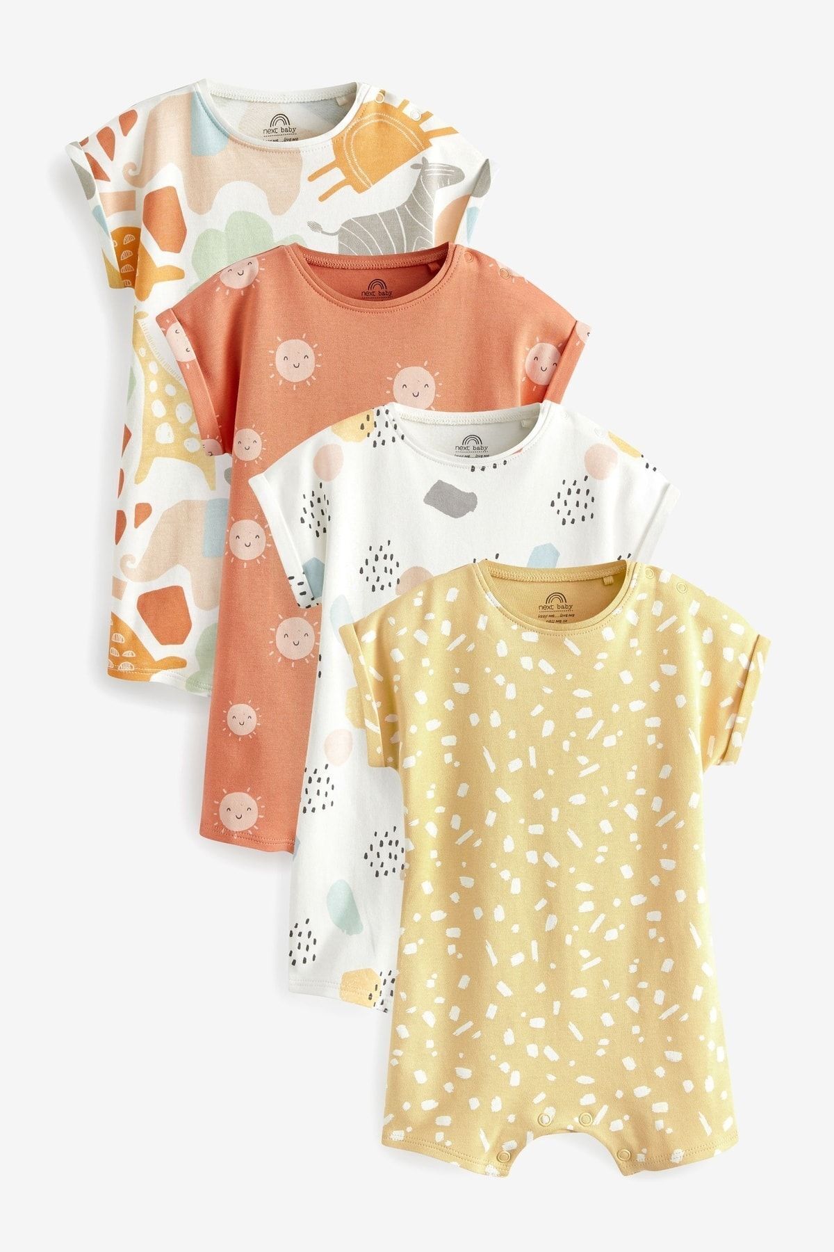 Next Baby % 100 Pamuklu Multi Neutral 4’lü Romper Set
