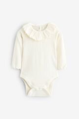 Next Baby % 100 Pamuklu Pembe Krem Uzun Kollu Fırfır Yakalı Body Zıbın Set