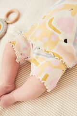 Next Baby % 100 Pamuklu Krem Çiçek Desenli Kısa Kollu Alt Üst Takım