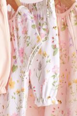 Next Baby % 100 Pamuklu Pale Pink Floral Şortlu 3’lü Alt Üst Takım