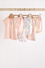Next Baby % 100 Pamuklu Pale Pink Floral Şortlu 3’lü Alt Üst Takım