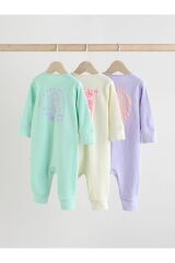 Next Baby %100 Pamuklu Pastel 3'lü Tulum Set