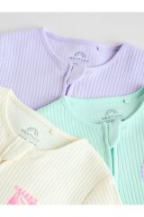 Next Baby %100 Pamuklu Pastel 3'lü Tulum Set
