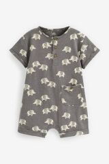 Next Baby % 100 Pamuklu Monochrome Elephant Romper Set 3’lü