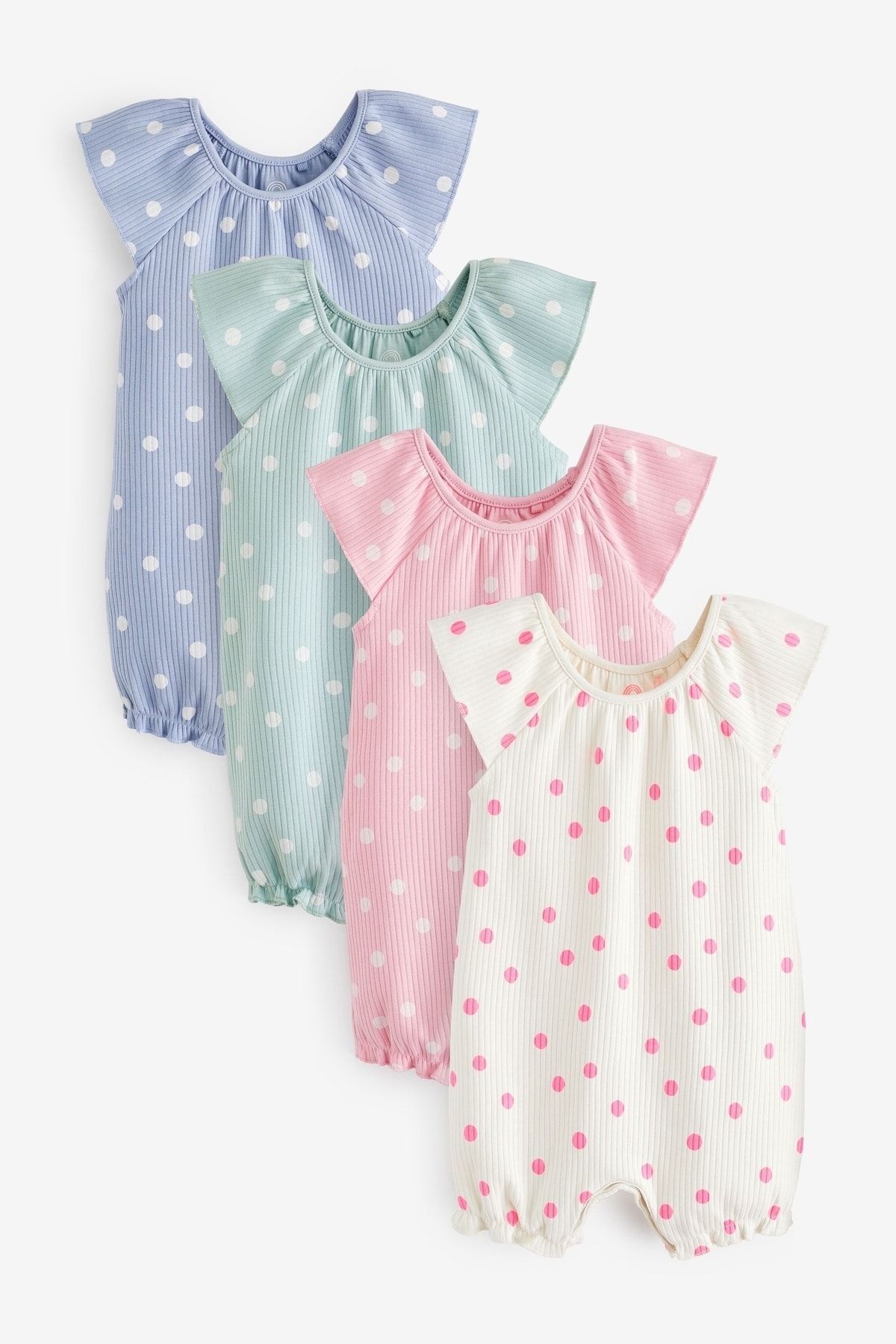 Next Baby % 100 Pamuklu Mint Green Spot Romper 4’lü Set