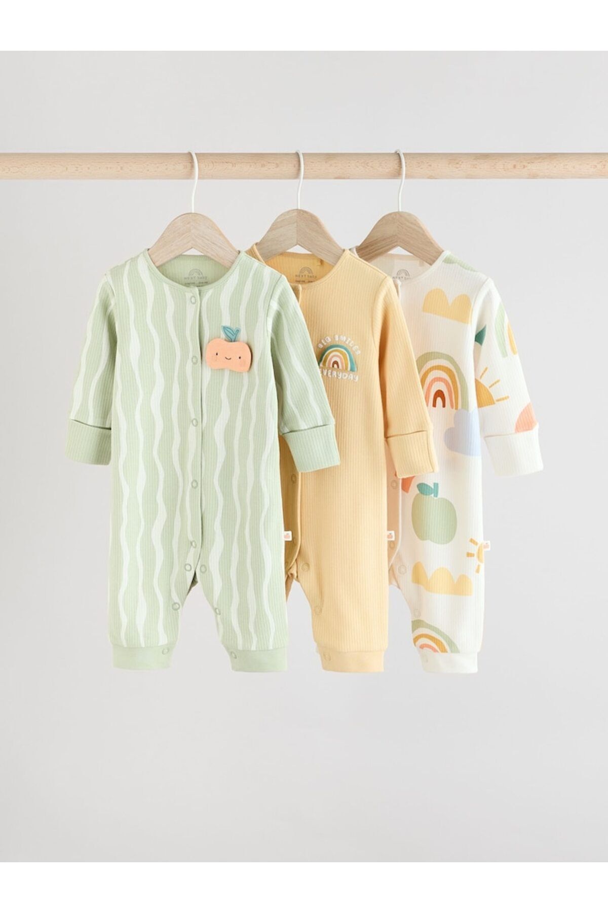 Next Baby % 100 Pamuklu Multi Rainbow 3'lü Tulum Set