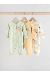 Next Baby % 100 Pamuklu Multi Rainbow 3'lü Tulum Set