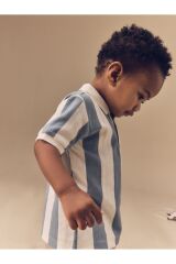 Next Baby Pamuklu Mavi Çizgili Kısa Kollu Polo Thsirt Şort Alt Üst Takım