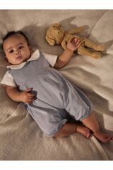 Next Baby Pamuklu Bebe Yaka Smart Gömlek Gri Salopet Çorap 3'lü Takım