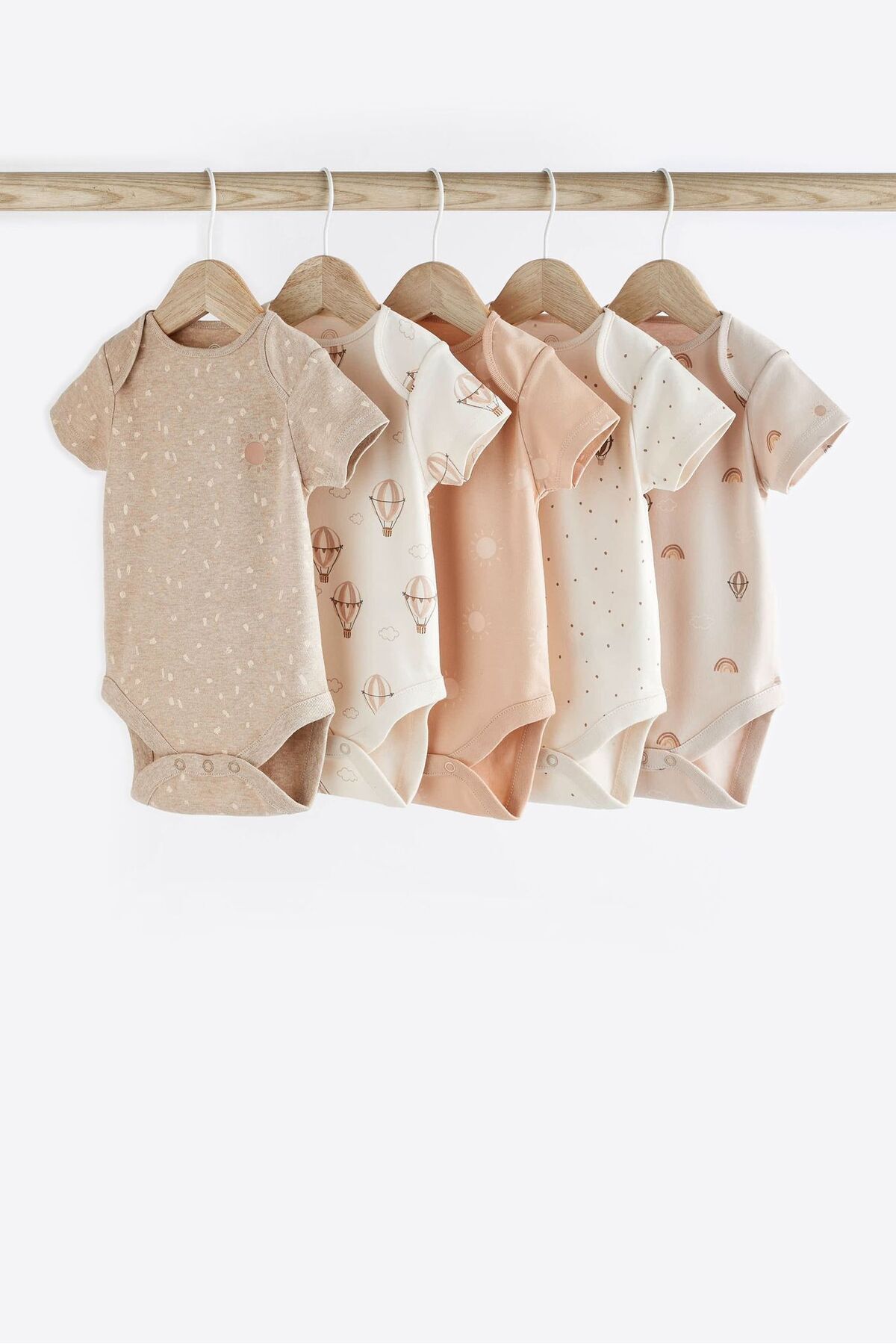 Next Baby % 100 Pamuklu Neutral Kısa Kollu 5'li Body Zıbın Set