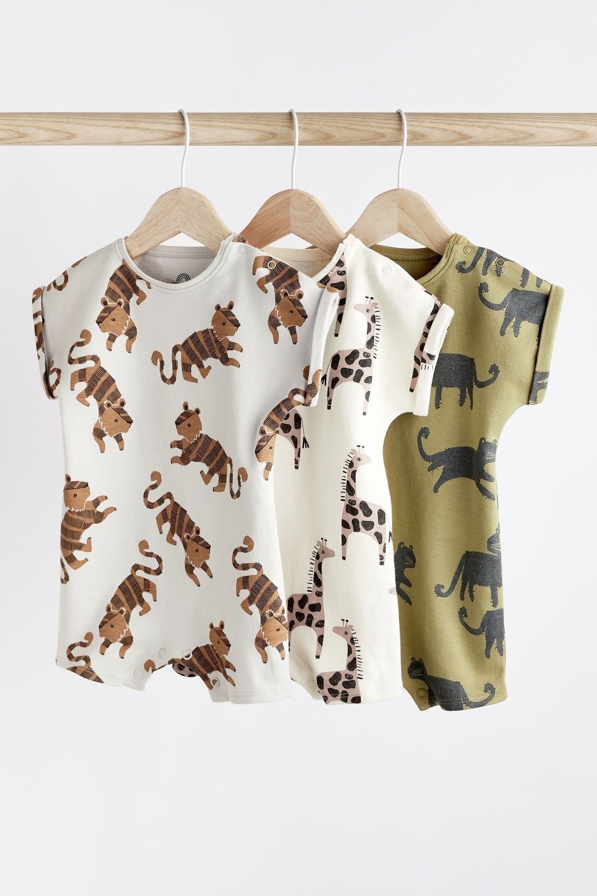 Next Baby % 100 Pamuklu Siyah Beyaz Safari 3’li Romper Set