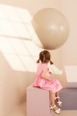 Next Baby % 100 Pamuklu Pembe Çiçekli Keten Elbise