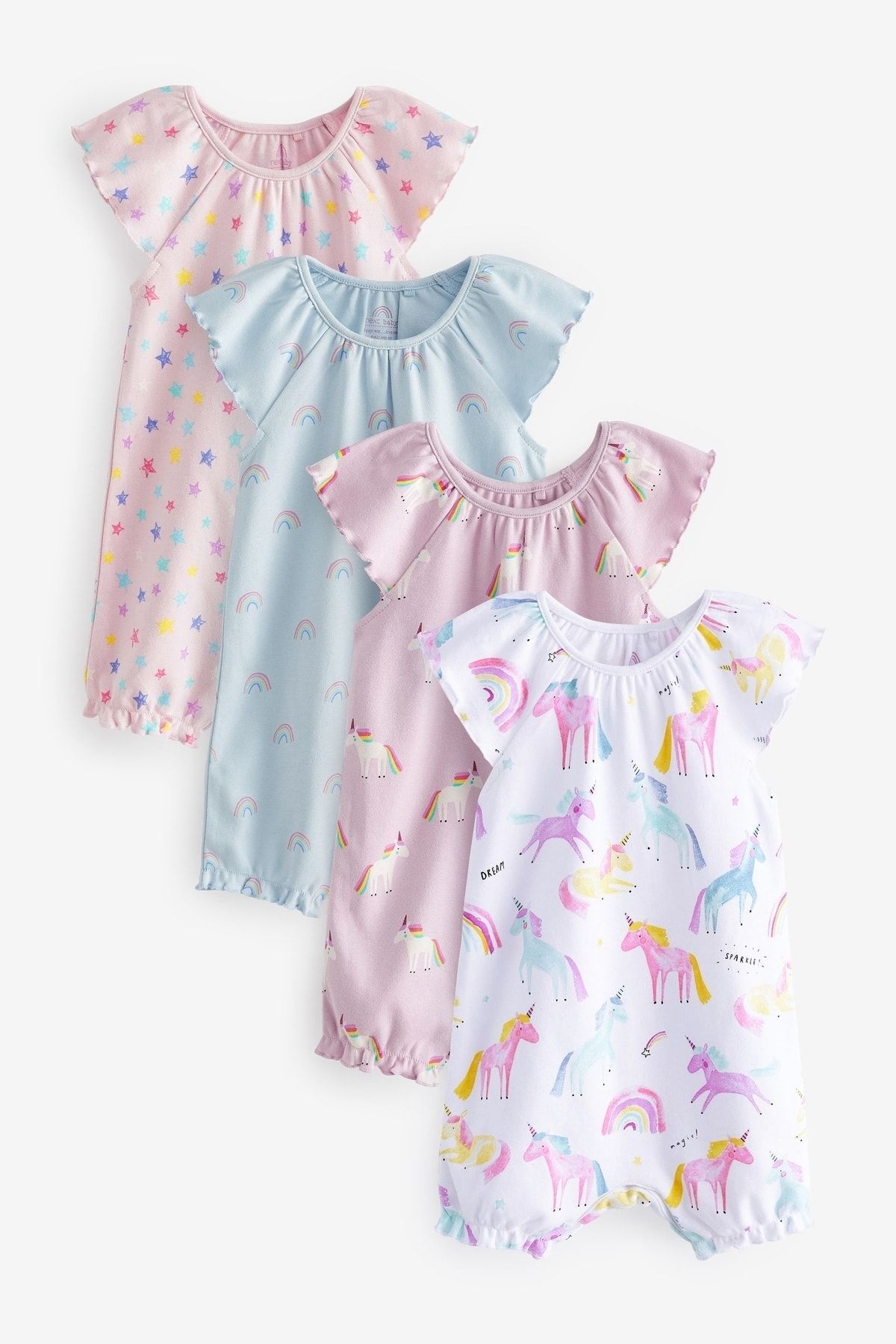Next Baby % 100 Pamuklu 4’lü Unicorn Rompers Set