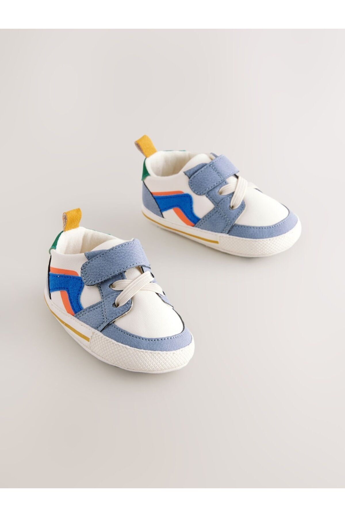 Next Baby Yumuşak Taban Beyaz Mavi Çizgili Bebek Spor Ayakkabı