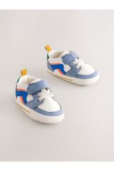 Next Baby Yumuşak Taban Beyaz Mavi Çizgili Bebek Spor Ayakkabı
