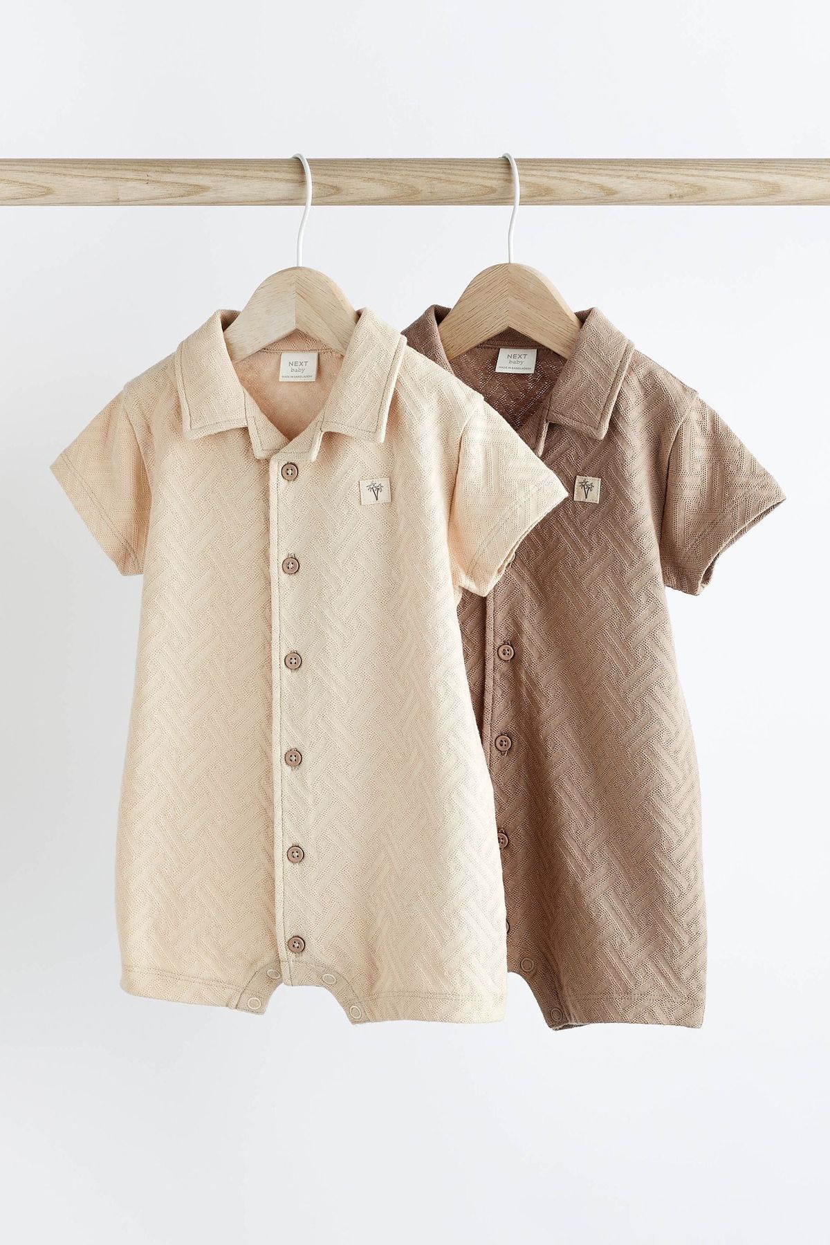 Next Baby % 100 Pamuklu Krem Kahve Dokulu 2’li Romper Set