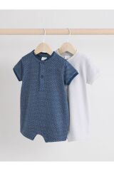 Next Baby 100% Pamuklu Lacivert Gri 2'li Romper Set