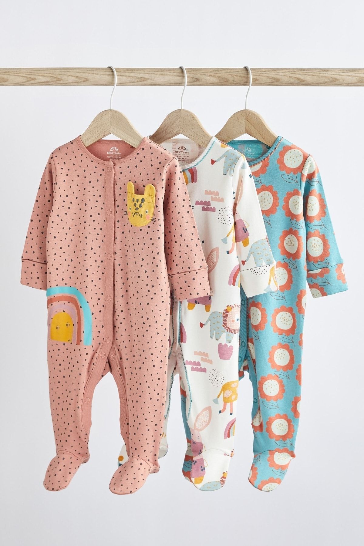 Next Baby % 100 Pamuklu Multi Animal 3’lü Tulum Set
