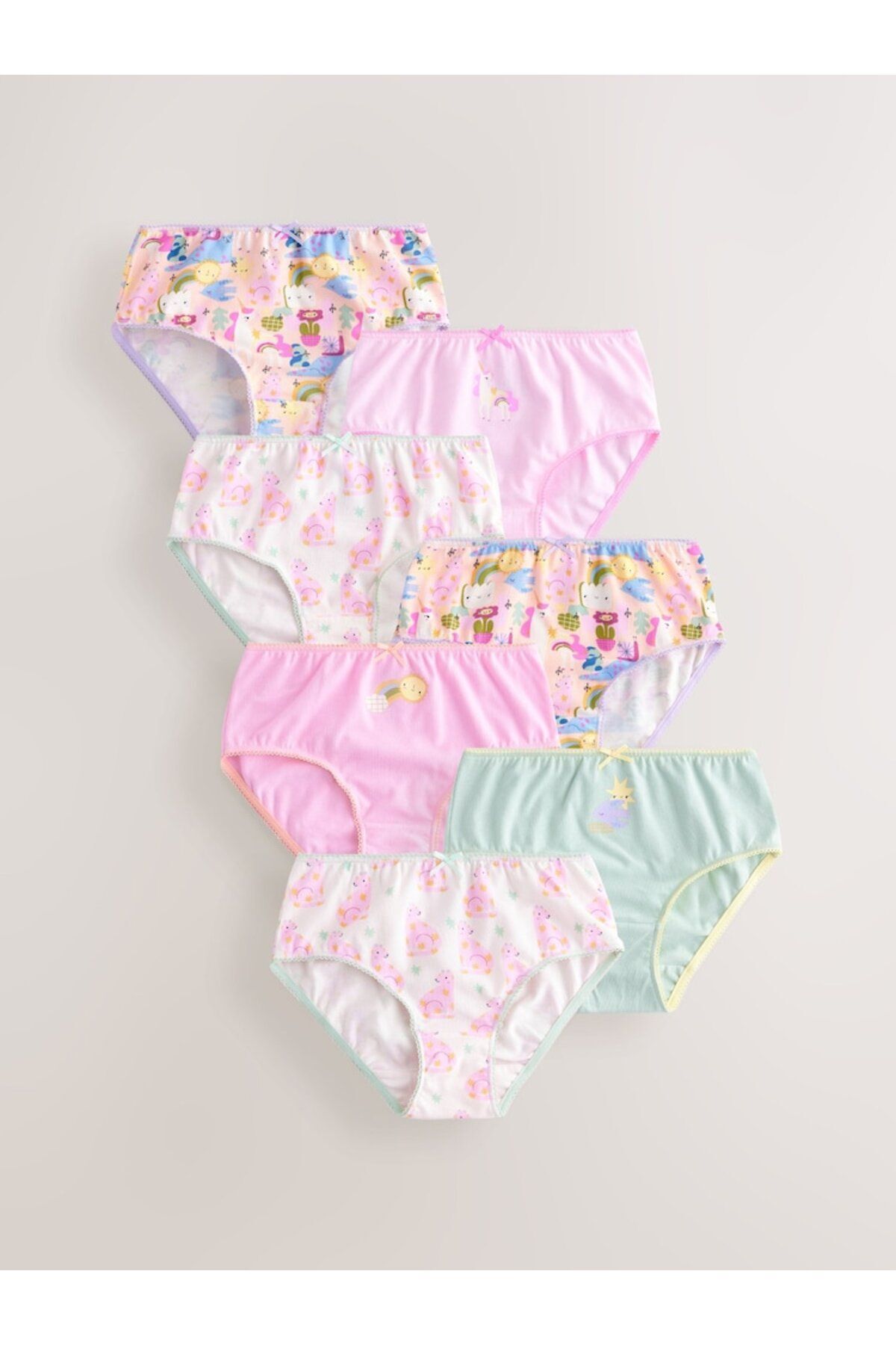 Next Baby %100 Pamuklu Çok Renkli  Desenli Kız Çocuk 7'li Kilot Set