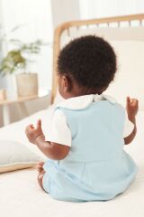 Next Baby % 100 Pamuklu Pale Blue Smart Salopet Body Çorap 3’lü Set