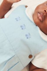 Next Baby % 100 Pamuklu Pale Blue Smart Salopet Body Çorap 3’lü Set