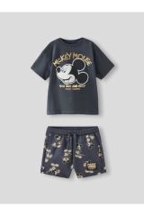 Next Baby Little Twins Pamuklu Mickey Mouse Desenli Kısa Kollu Alt Üst Takım