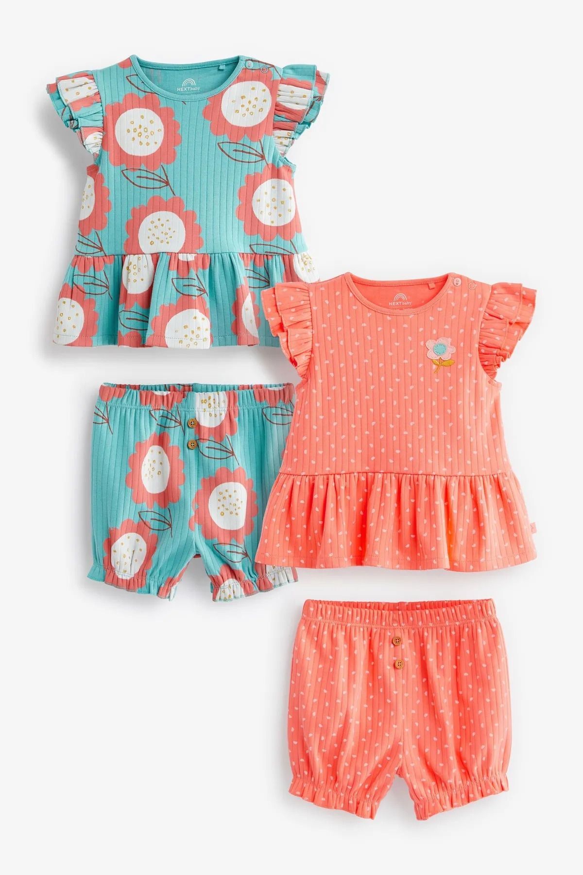 Next Baby % 100 Pamuklu Blue/ Orange Şortlu Alt Üst Takım