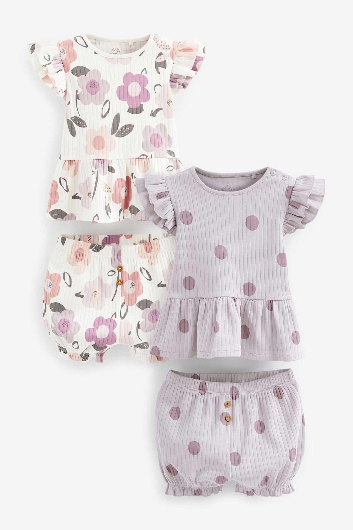 Next Baby Pamuklu Pink/ Mint Şortlu Alt Üst Takım