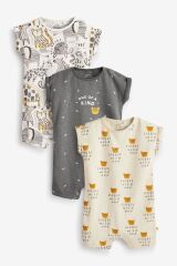 Next Baby % 100 Pamuklu Monochrome Safari 3’lü Romper Set