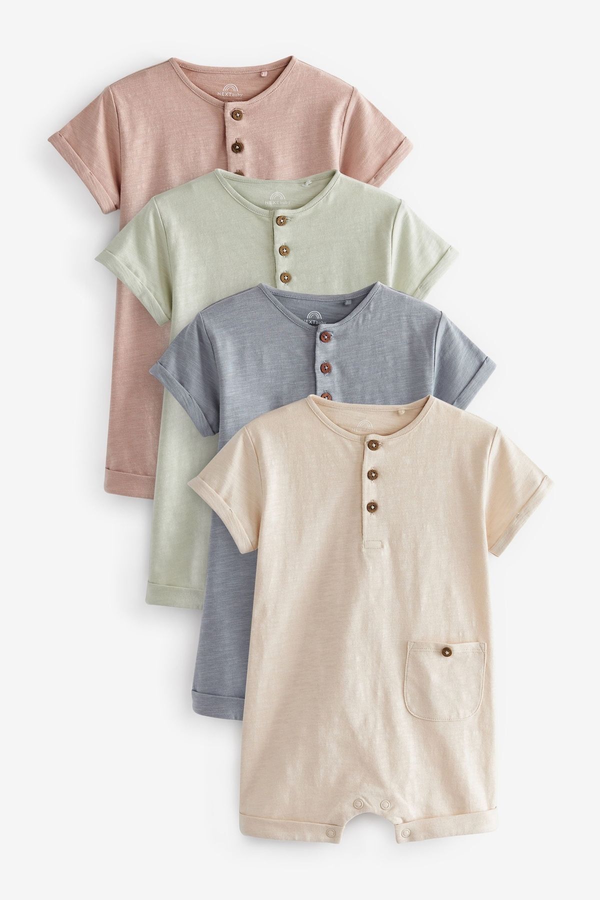 Next Baby % 100 Pamuklu Pastel Renkler 4’lü Romper Set