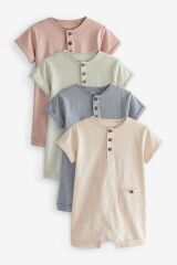 Next Baby % 100 Pamuklu Pastel Renkler 4’lü Romper Set