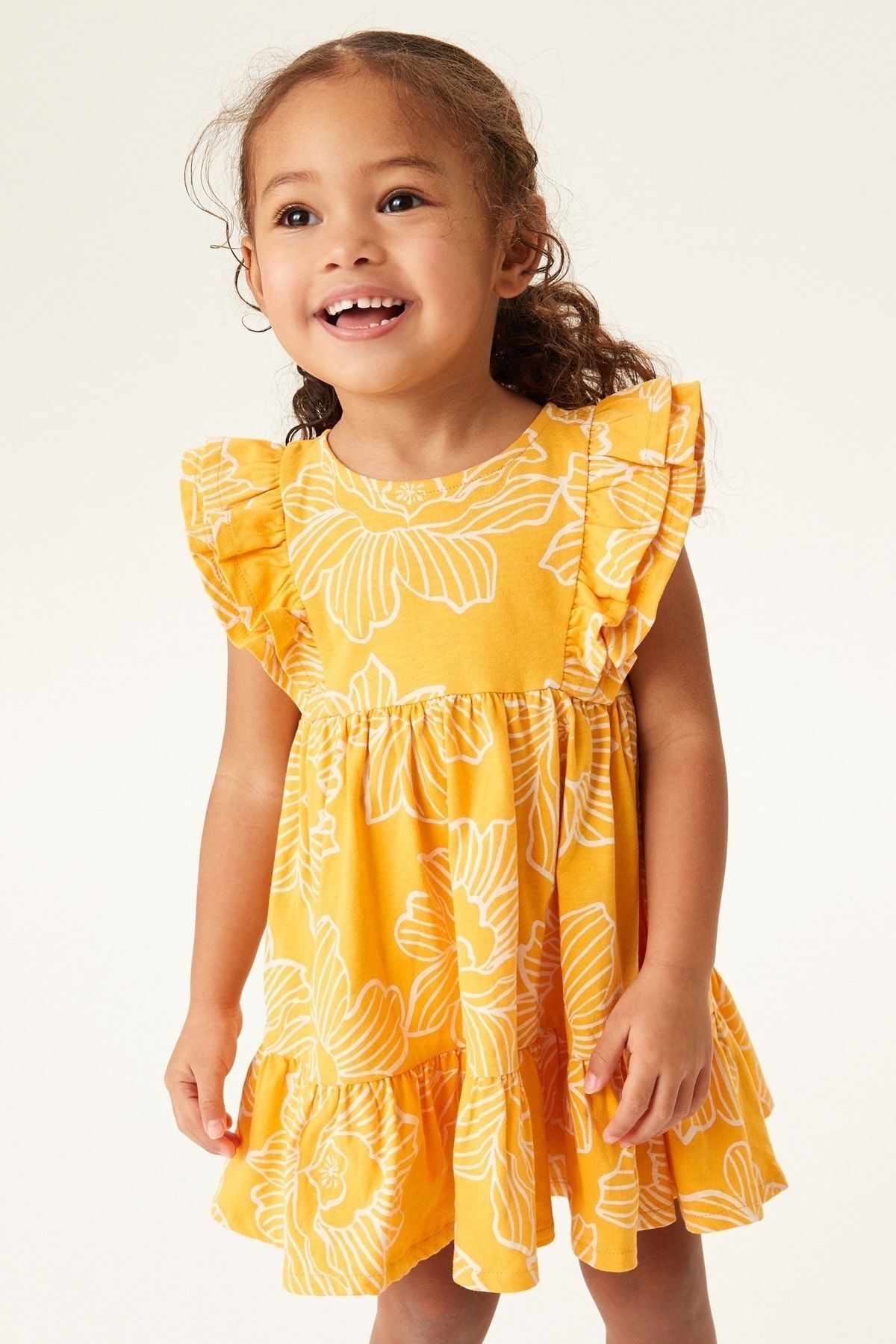 Next Baby % 100 Pamuklu Orange Floral Elbise