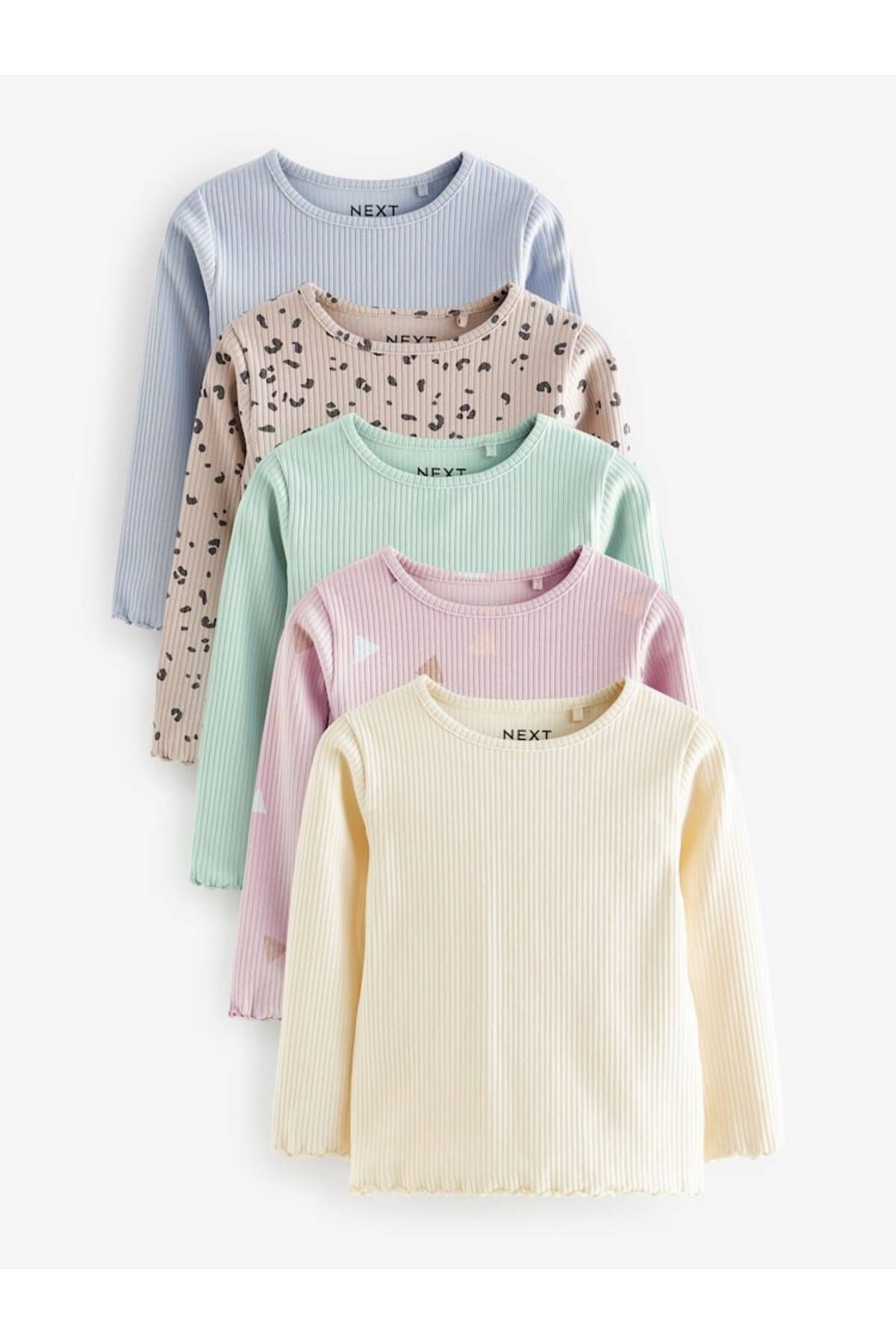 Next Baby Pamuklu Uzun Kollu Pastel Renkler 5'li Thsirt Set