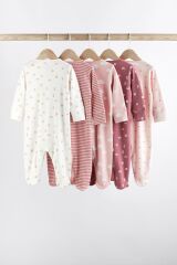 Next Baby Pamuklu Pembe Bulut Desenli 5’li Tulum Set