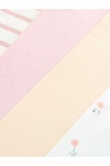 Next Baby Pamuklu Krem Pembe Çiçek Desenli 4'lü Tayt Set