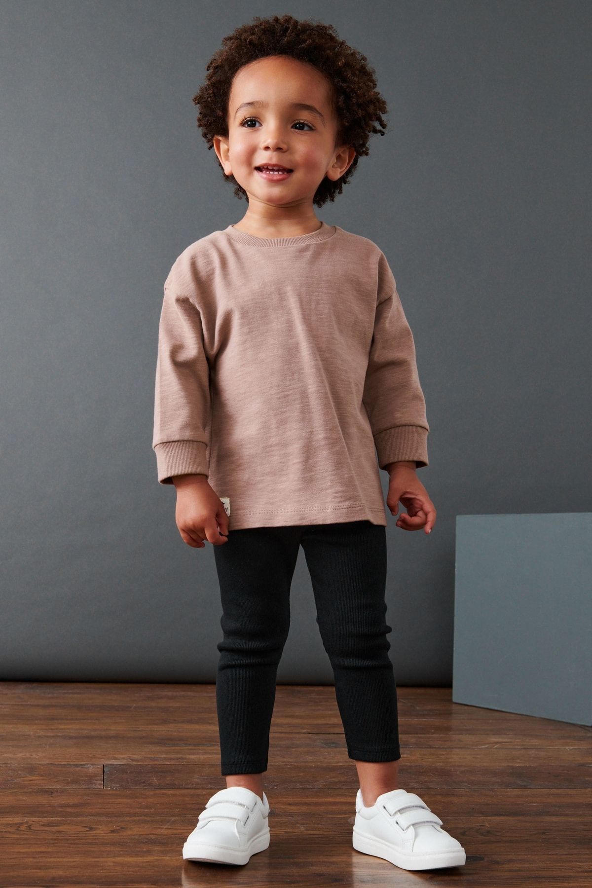 Next Baby Pamuklu Soft Kahve Sweatshirt Tayt Alt Üst Takım