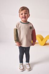 Next Baby % 100 Pamuklu Renk Bloklu Sweatshirt Tayt Alt Üst Takım