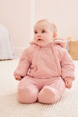 Next Baby Pamuklu Pembe Kapitone Astronot Tulum