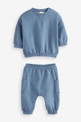 Next Baby % 100 Pamuklu Mavi Gri Lacivert Jogger Set