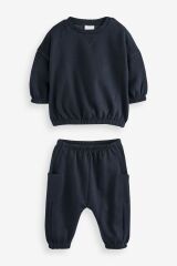 Next Baby % 100 Pamuklu Mavi Gri Lacivert Jogger Set