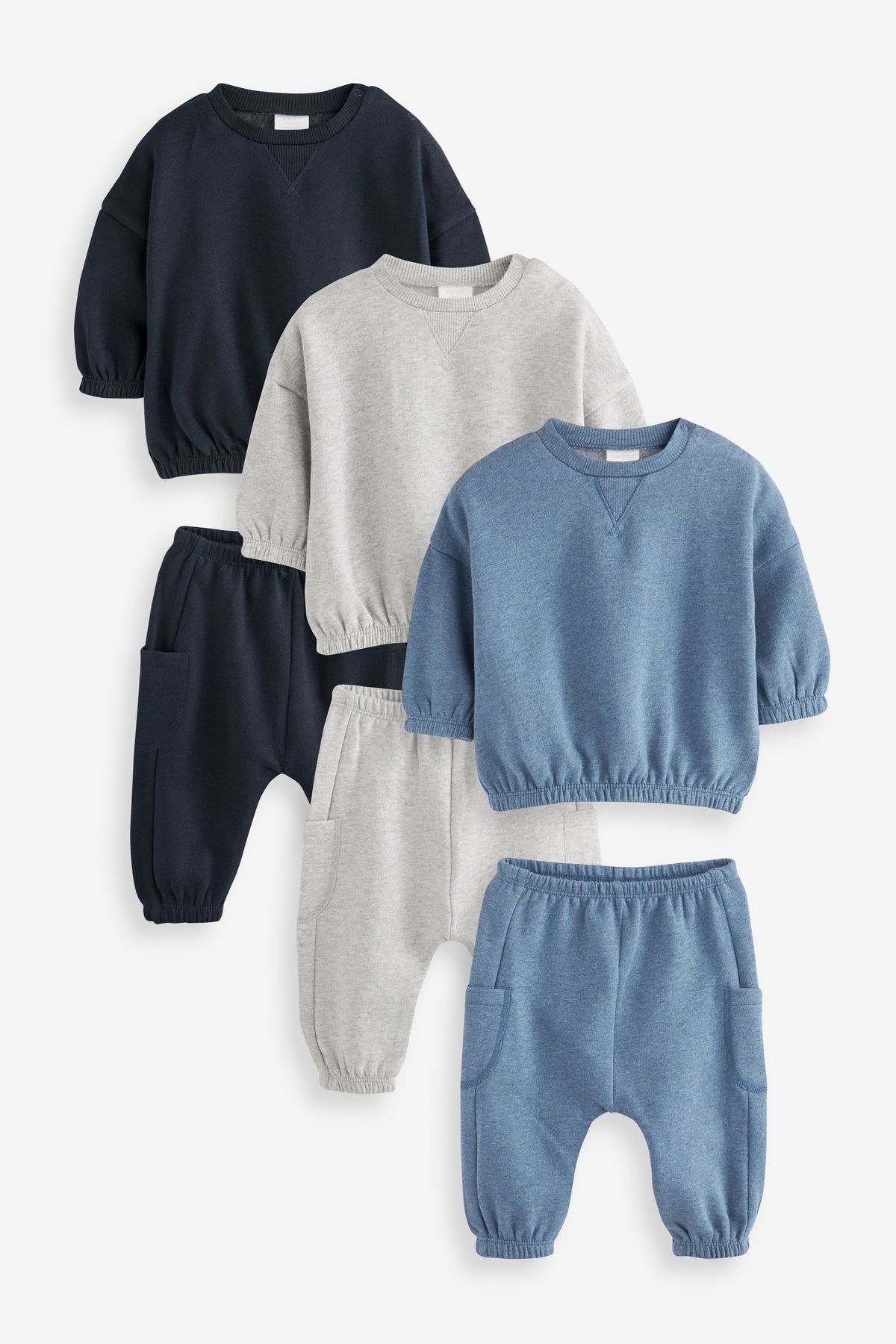 Next Baby % 100 Pamuklu Mavi Gri Lacivert Jogger Set